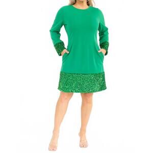 NEW KAREN T DESIGN mini dress with sequin details in green